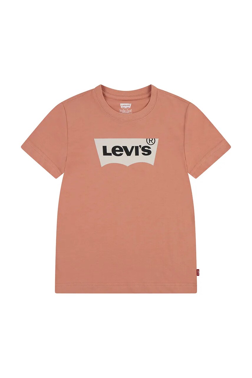 Levi's tricou de bumbac pentru copii culoarea portocaliu, cu imprimeu Levi's tricou de bumbac pentru copii culoarea portocaliu, cu imprimeu