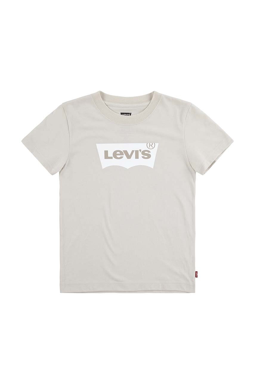 

Детска памучна тениска Levi's в бежово с принт, Бежов