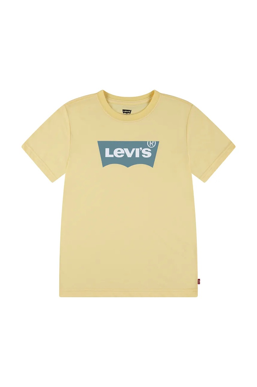

Детска памучна тениска Levi's в жълто с принт, Жълт