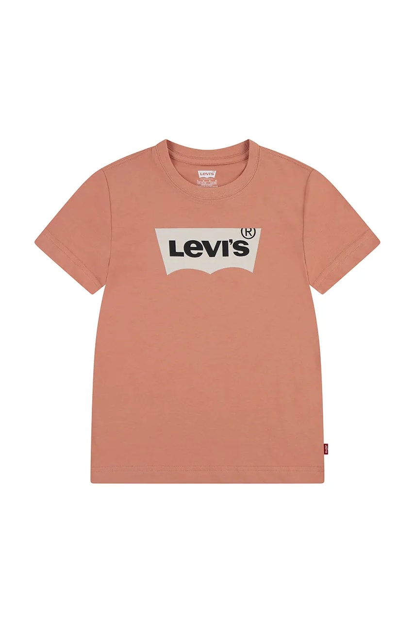 Levi's tricou de bumbac pentru copii culoarea portocaliu, cu imprimeu Levi's tricou de bumbac pentru copii culoarea portocaliu, cu imprimeu