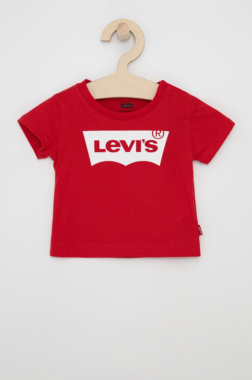Dětské tričko Levi′s červená barva, s potiskem - červená -  100% Bavlna