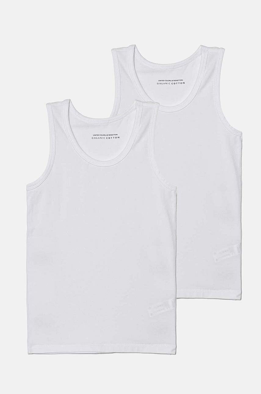 United Colors of Benetton tricou copii 2-pack culoarea alb, neted