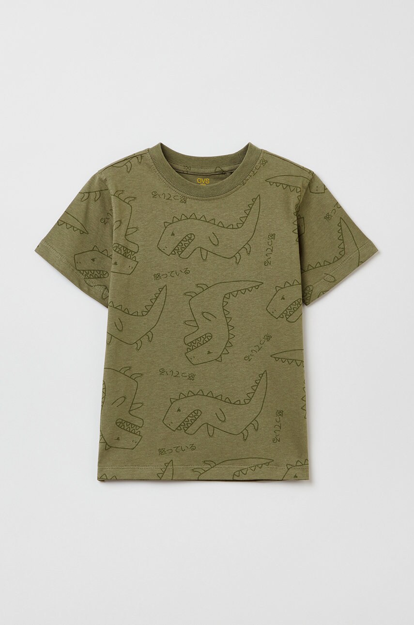 Ovs tricou de bumbac pentru copii culoarea verde, modelator