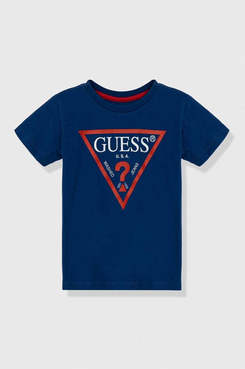 

Детская хлопковая футболка Guess с принтом
