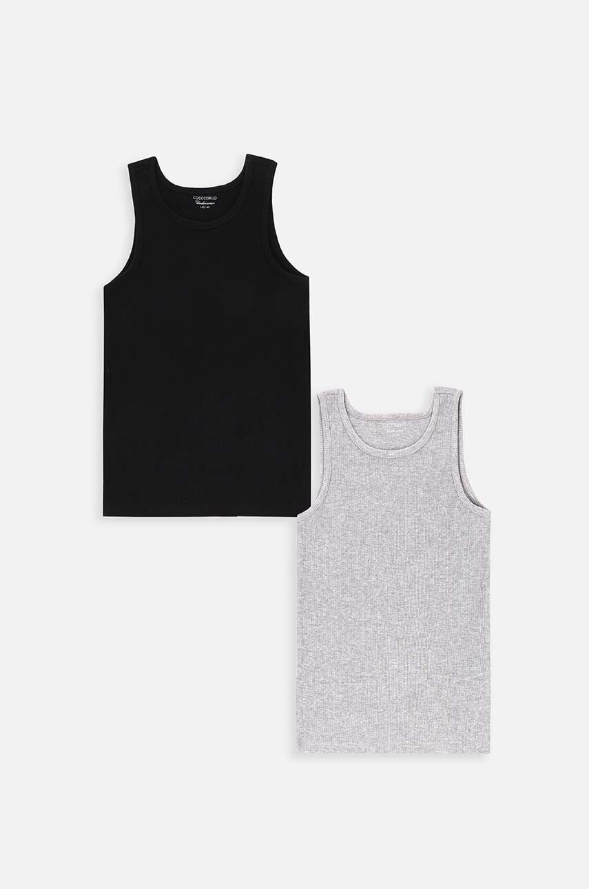 Coccodrillo top copii 2-pack culoarea negru, neted, BASIC UNDERWEAR