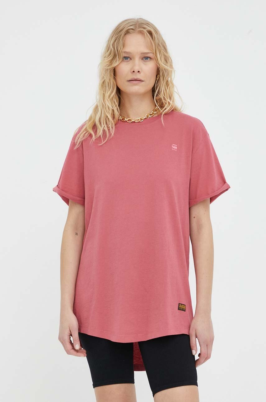 

Памучна тениска G-Star Raw в розово, Розов