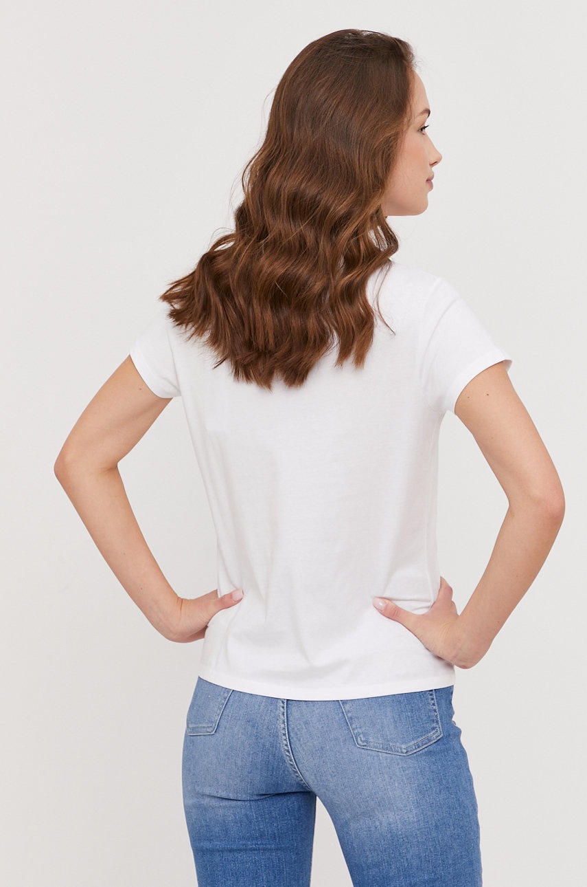 Μπλουζάκι Guess γυναικείo, χρώμα: άσπρο φωτογραφία