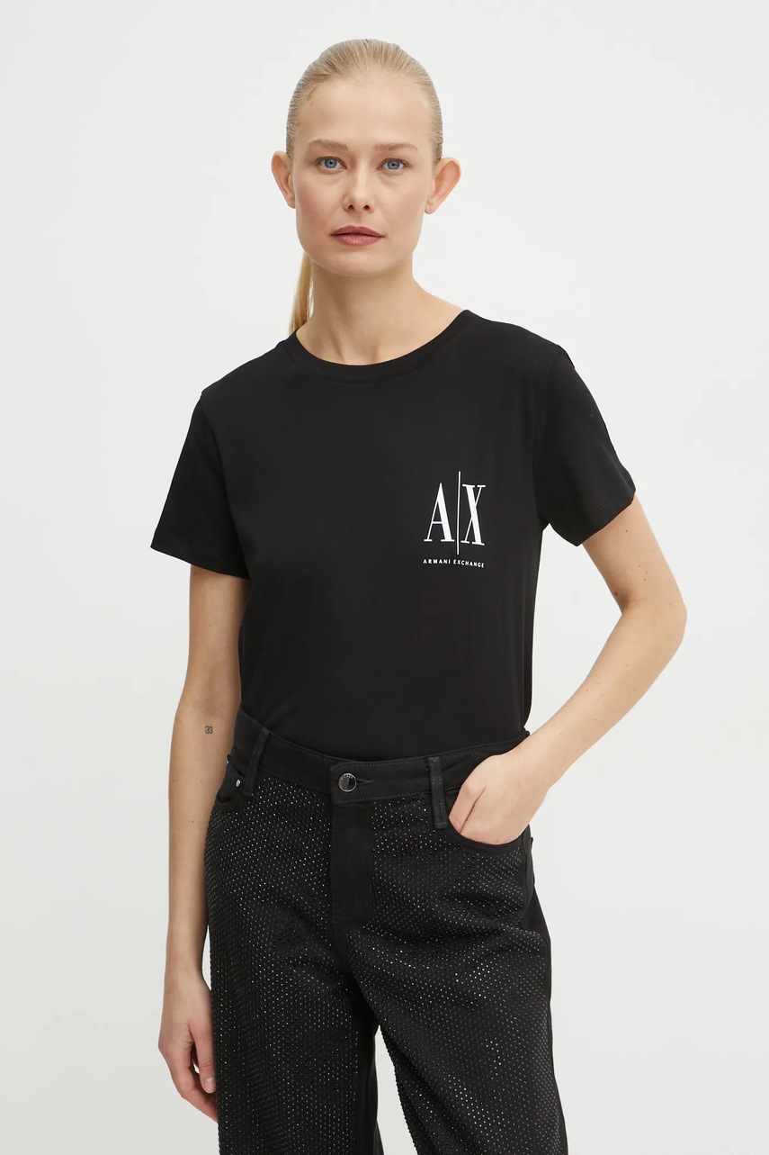 

Памучна тениска Armani Exchange в черно 8NYTFX YJG3Z NOS, Черен