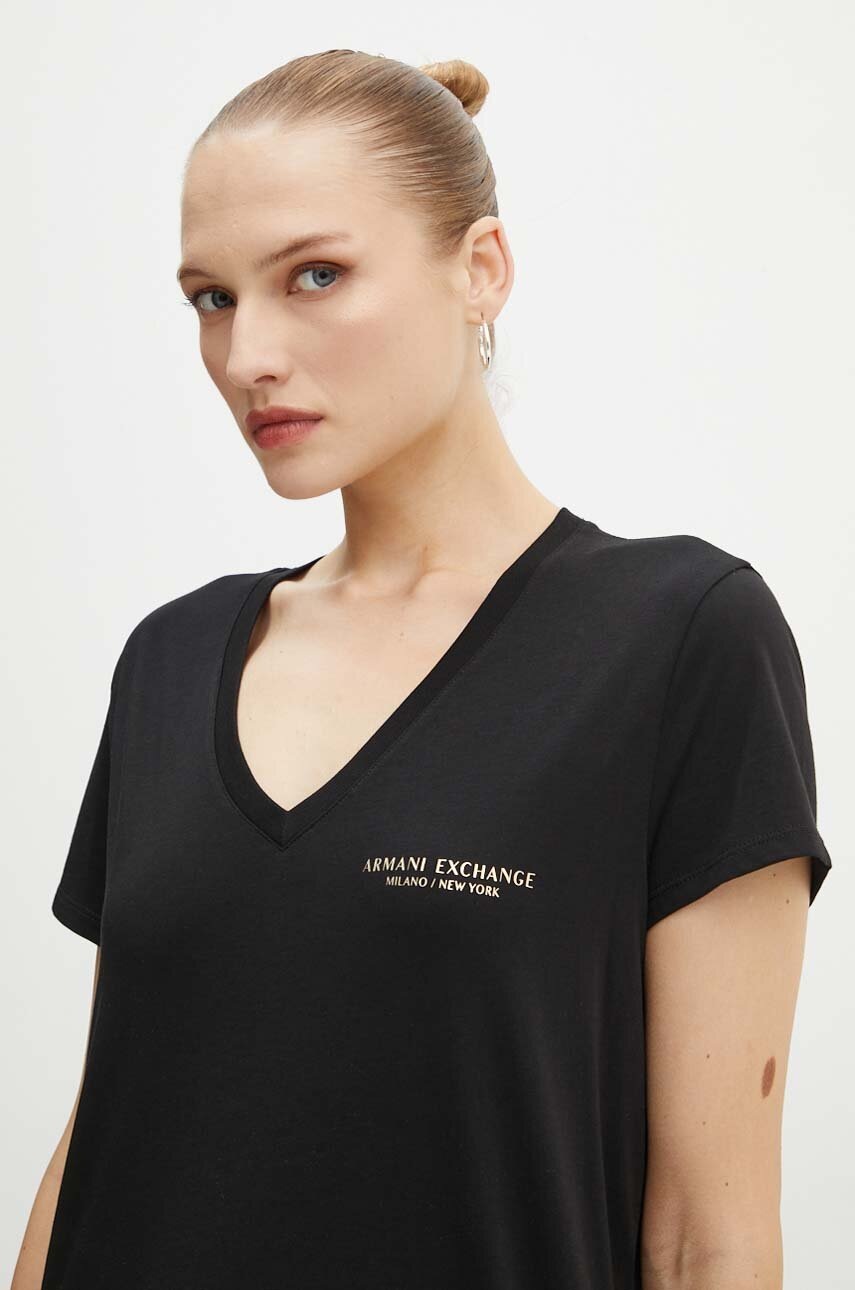Armani Exchange tricou din bumbac culoarea negru