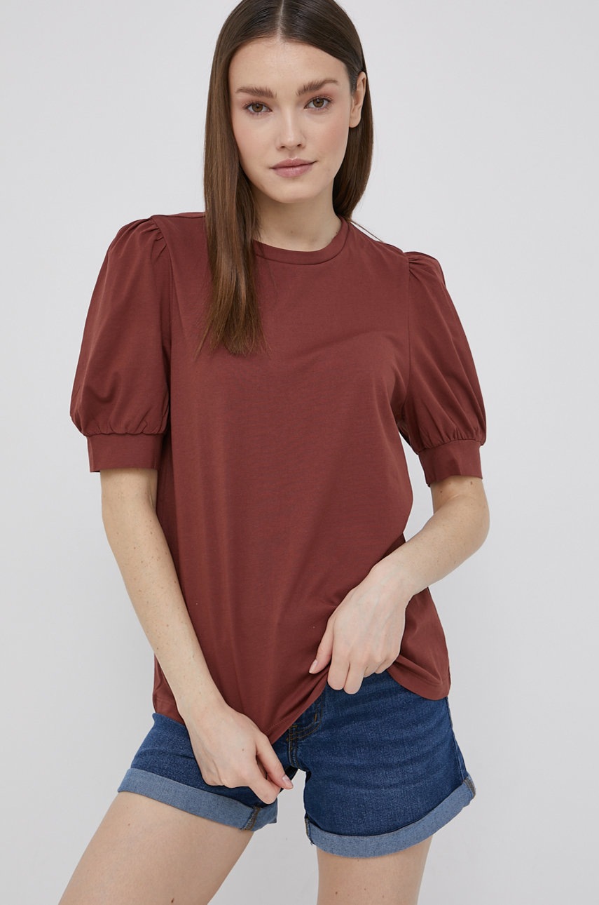 

Памучна тениска Vero Moda в кафяво, Кафяв