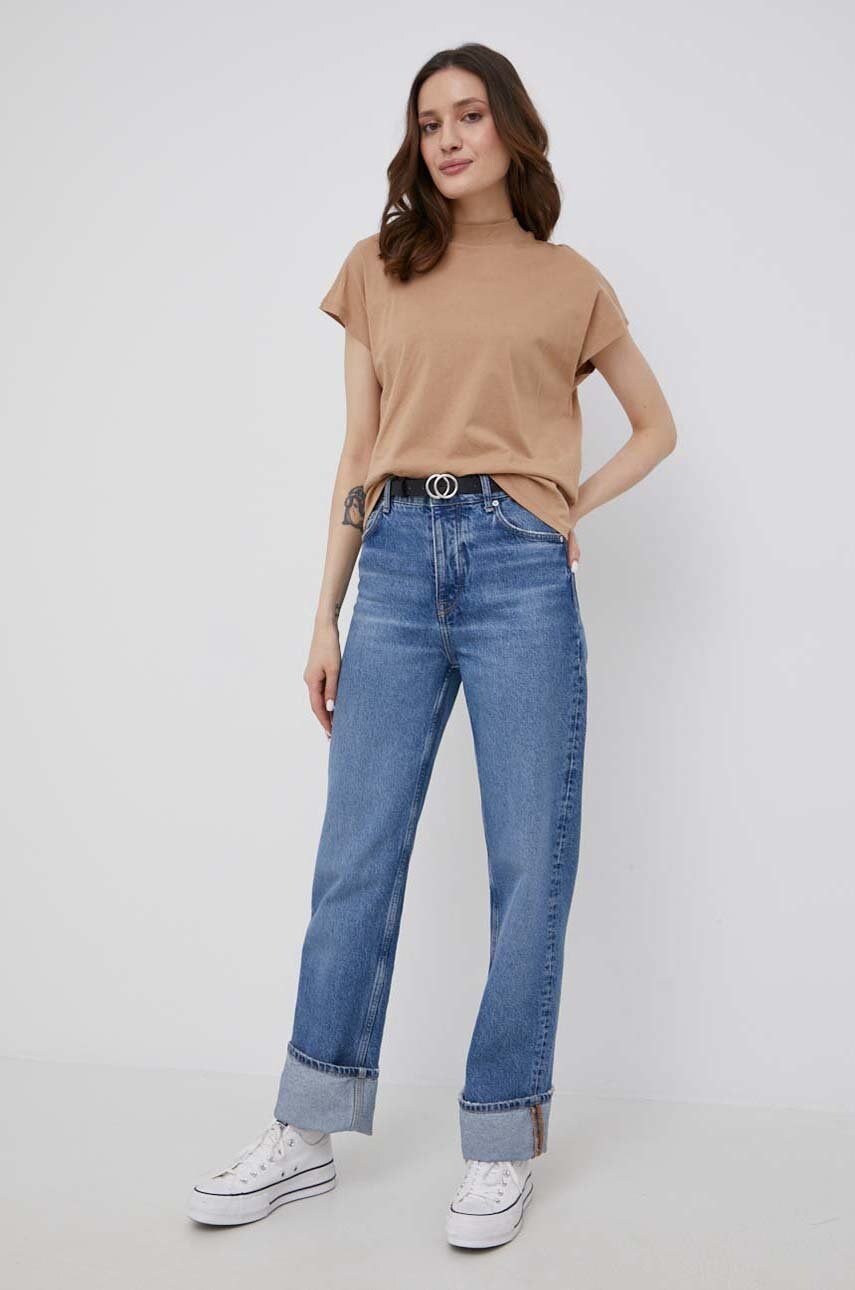 

Памучна тениска Vero Moda в бежово, Бежов