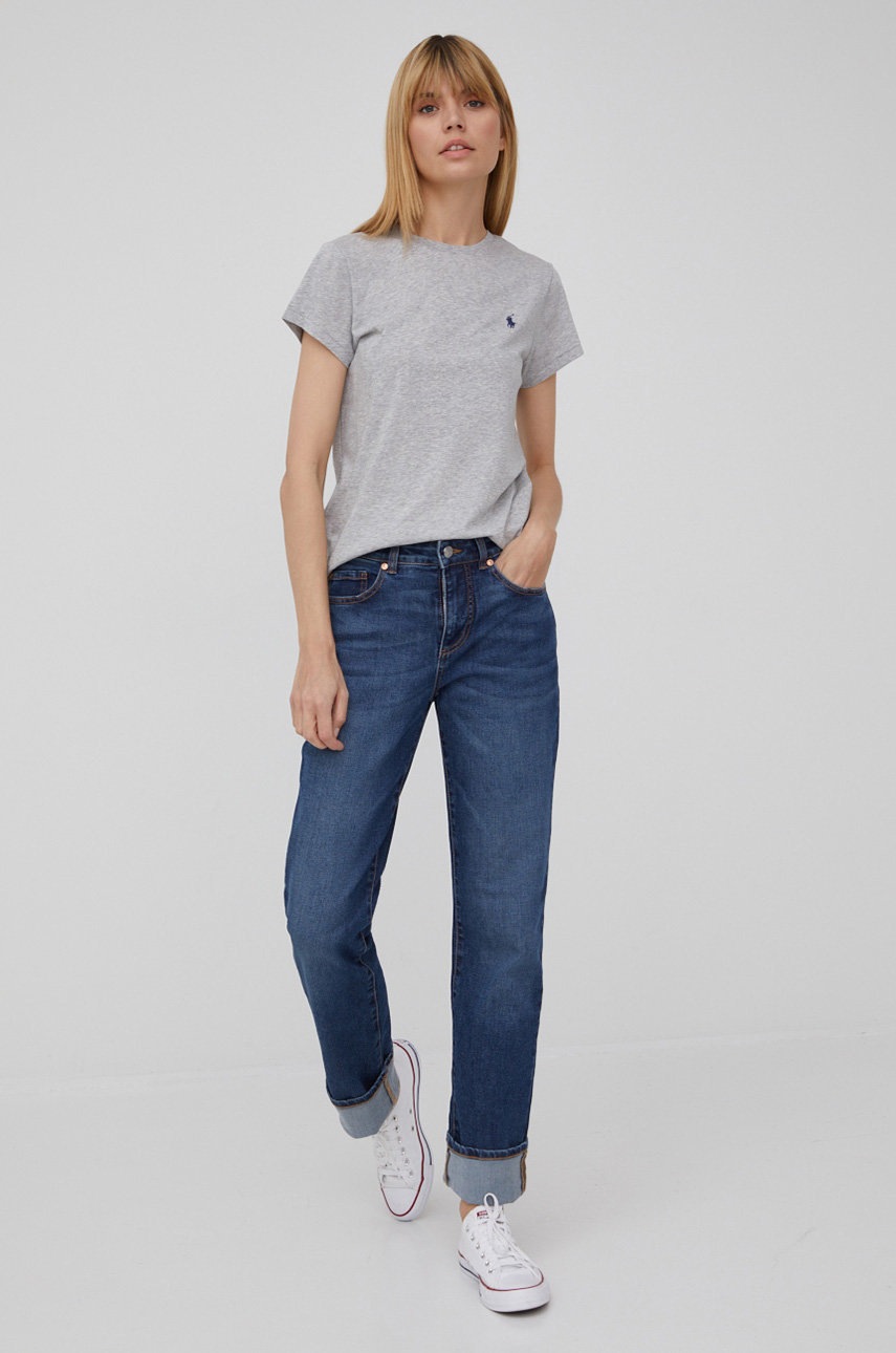 

Памучна тениска Polo Ralph Lauren в сиво, Сив