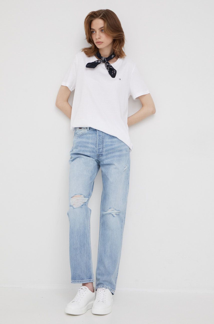 Bavlněné tričko Calvin Klein bílá barva - bílá -  100% Bavlna