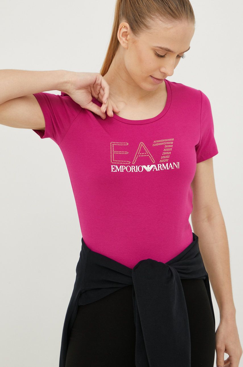 EA7 Emporio Armani tricou femei, culoarea roz Pret Mic answear.ro imagine noua gjx.ro