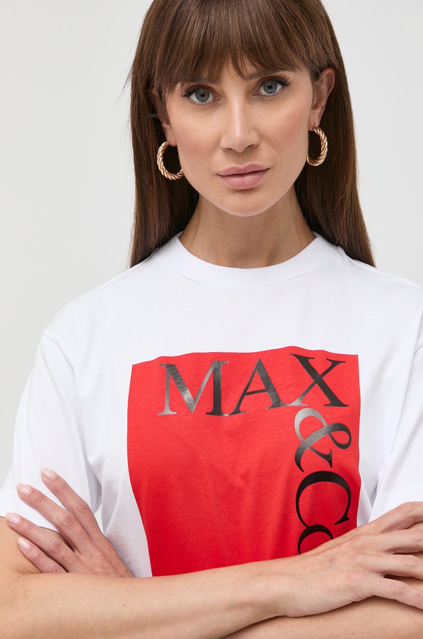 

Памучна тениска MAX&Co. в бяло, Бял