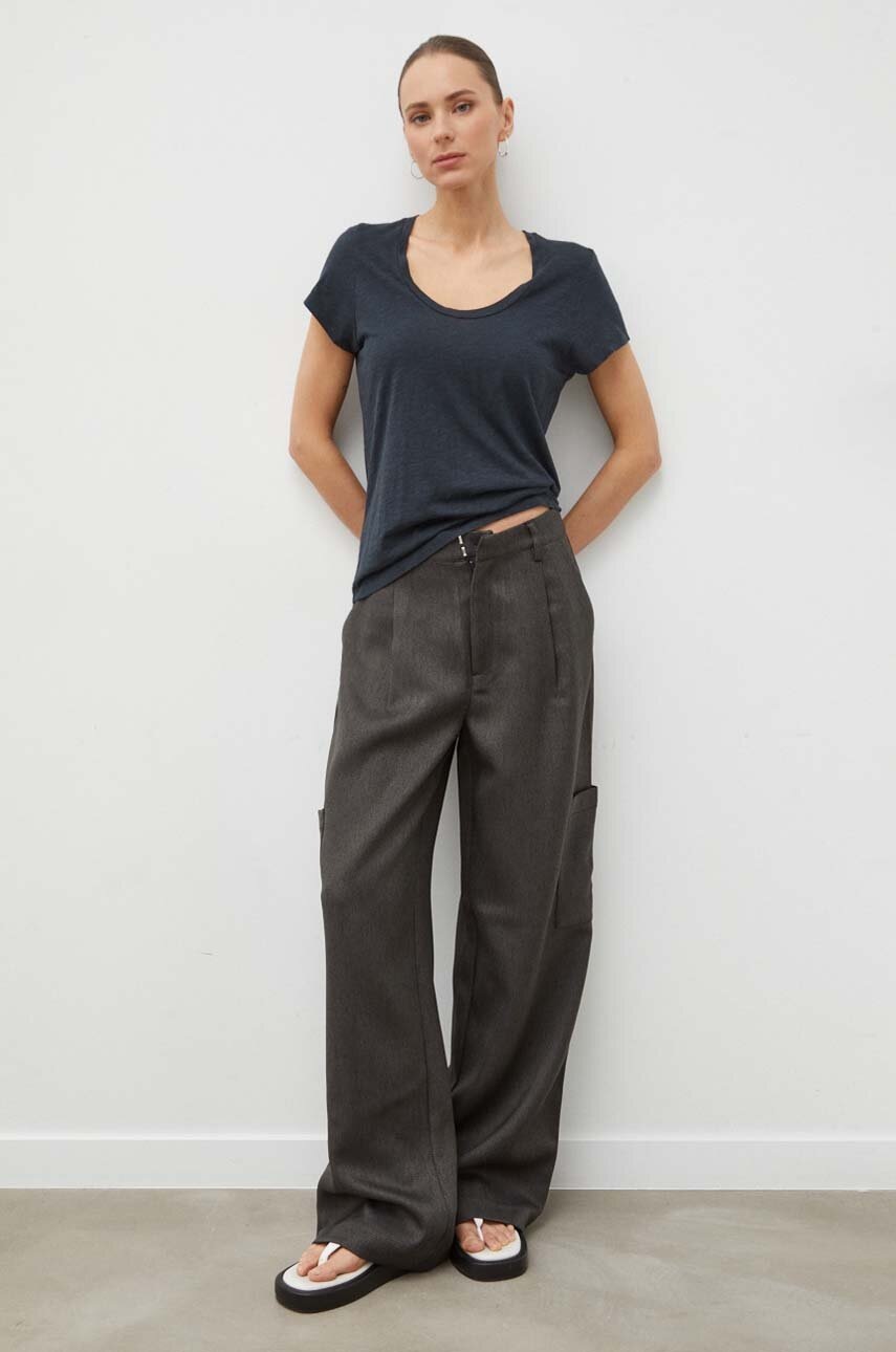 Μπλουζάκι American VintageT-SHIRT MC COL U χρώμα: ναυτικό μπλε JAC48 φωτογραφία