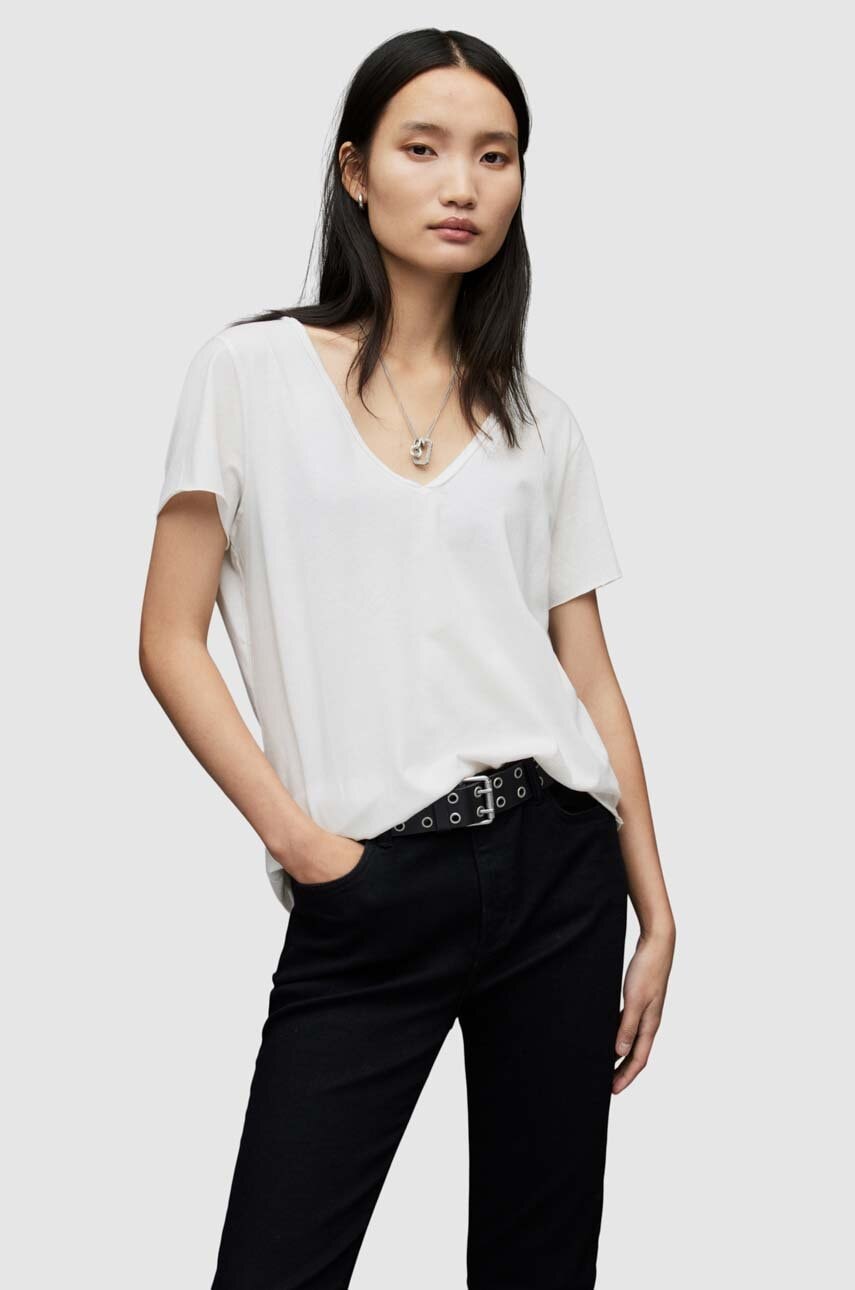 AllSaints tricou din bumbac culoarea alb