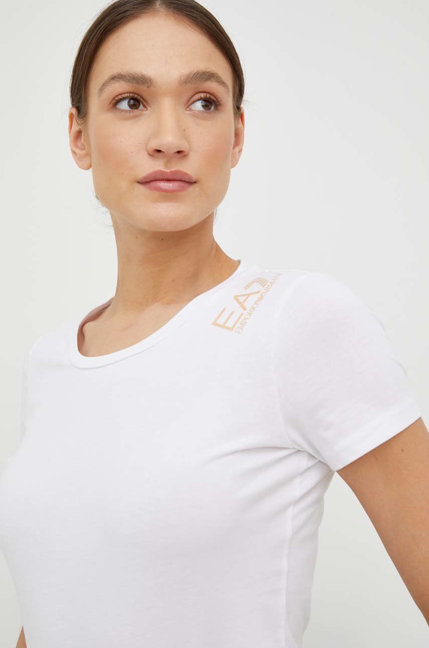 EA7 Emporio Armani tricou femei, culoarea alb alb
