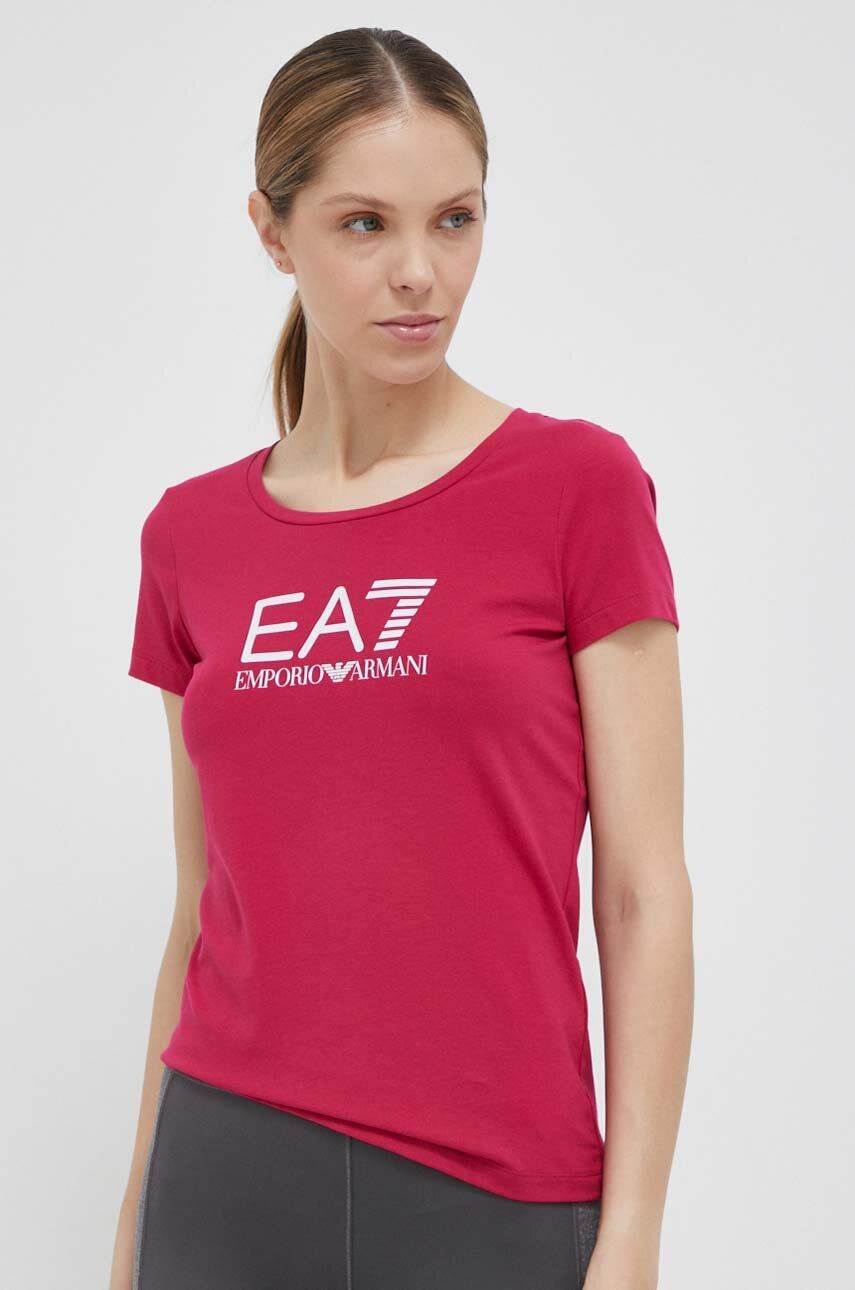 Levně Tričko EA7 Emporio Armani růžová barva