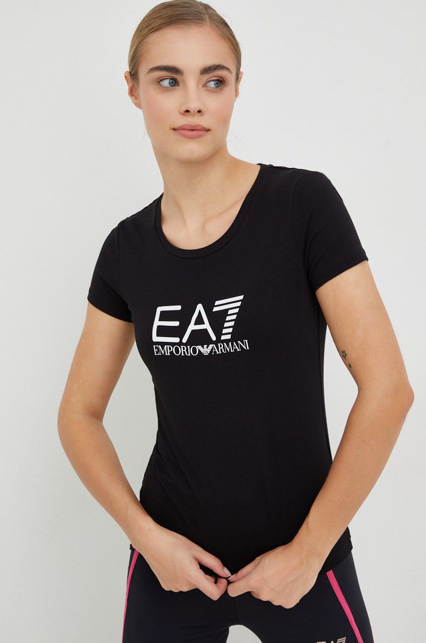 EA7 Emporio Armani tricou femei, culoarea negru