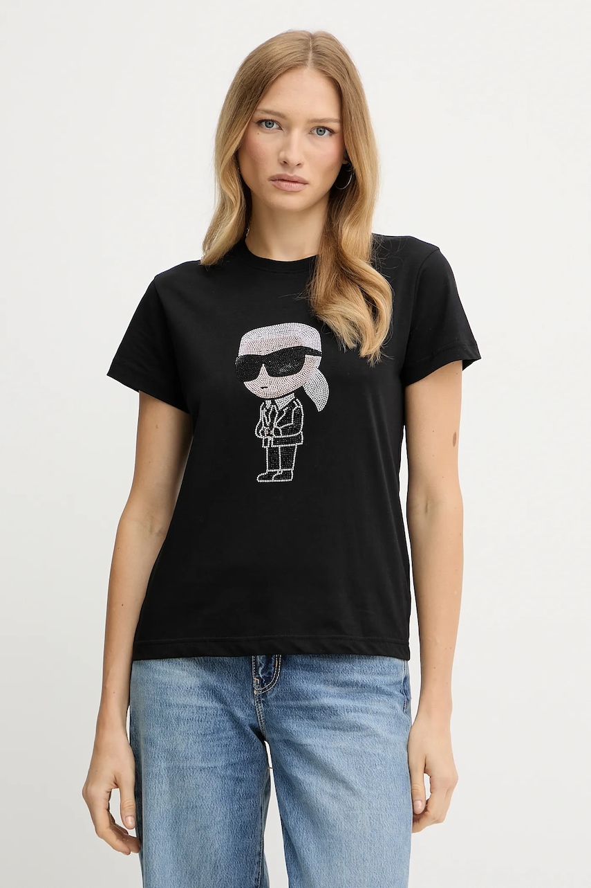 Karl Lagerfeld tricou din bumbac culoarea negru