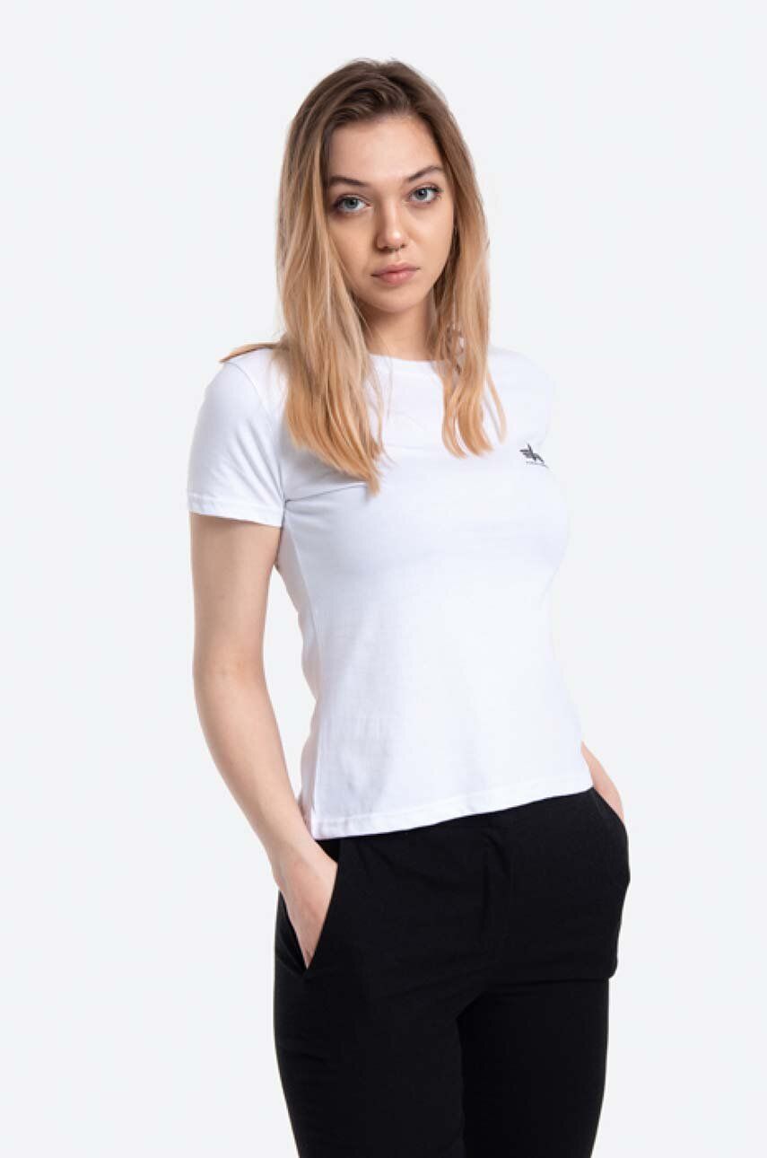 Bavlněné tričko Alpha Industries Basic bílá barva, 196054.09-white - bílá -  100 % Bavlna