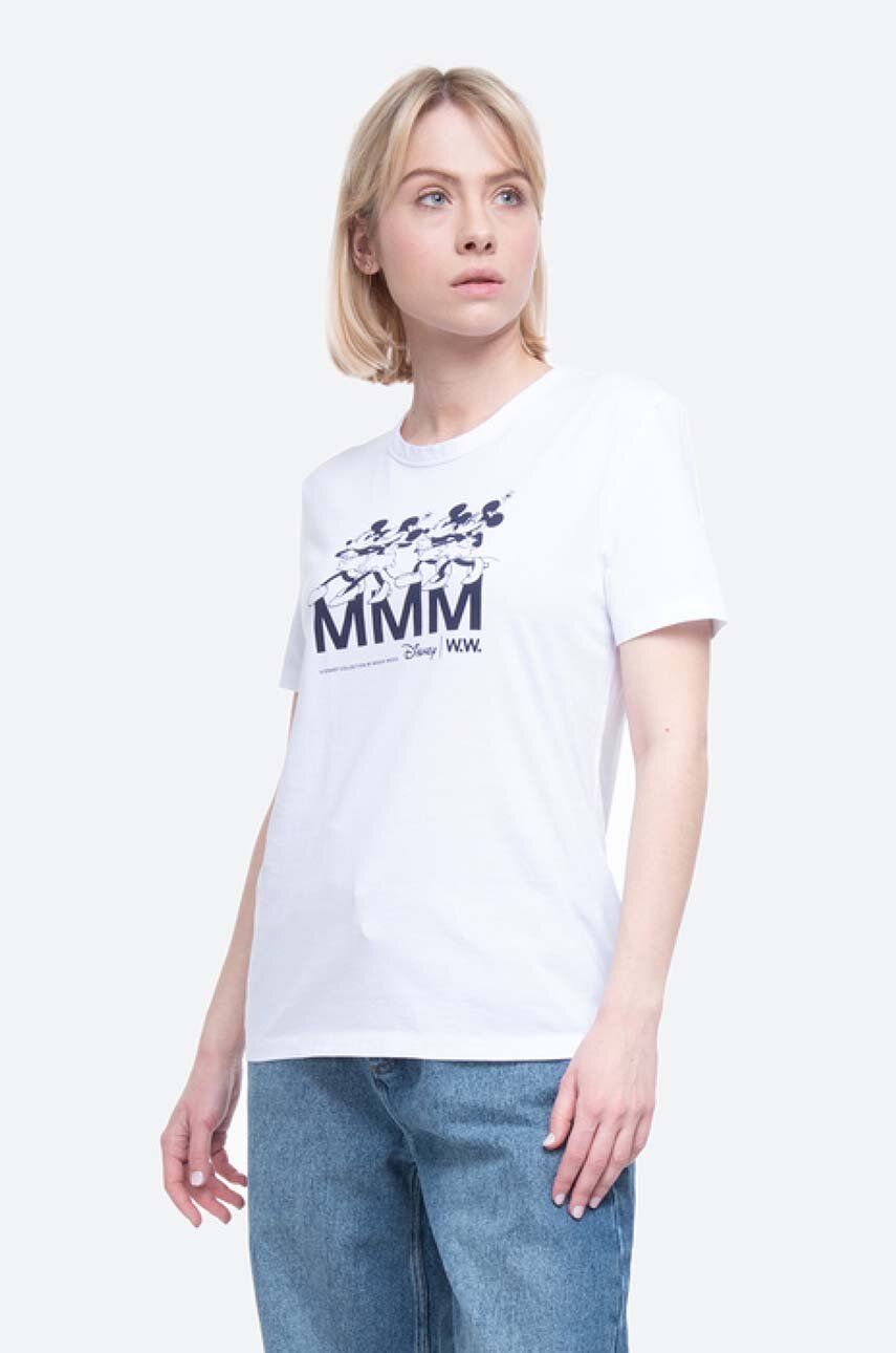 Bavlněné tričko Wood Wood Aria T-shirt bílá barva, 12022500.2434-BRIGHTW - bílá -  100 % Organi