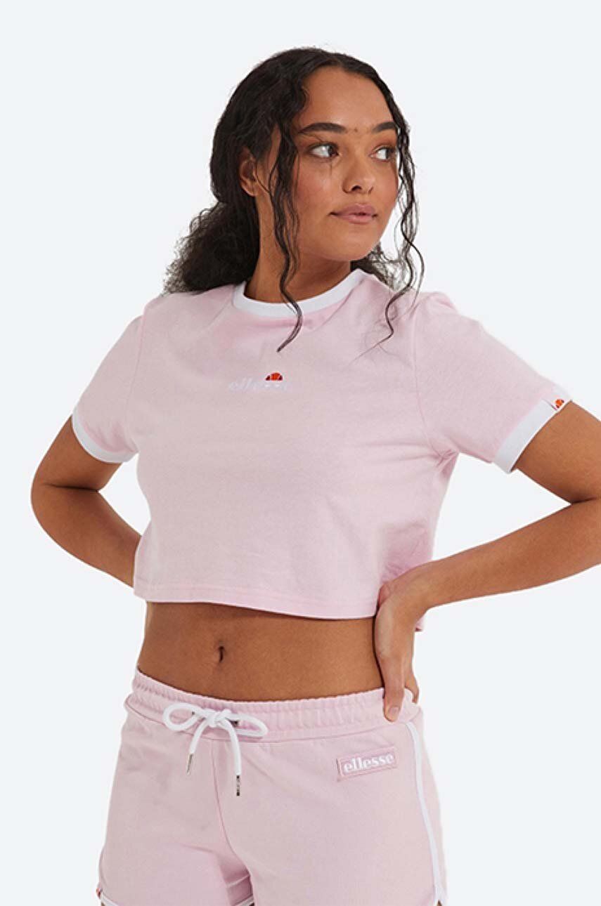 Bavlněné tričko Ellesse růžová barva, SGJ11884-WHITE