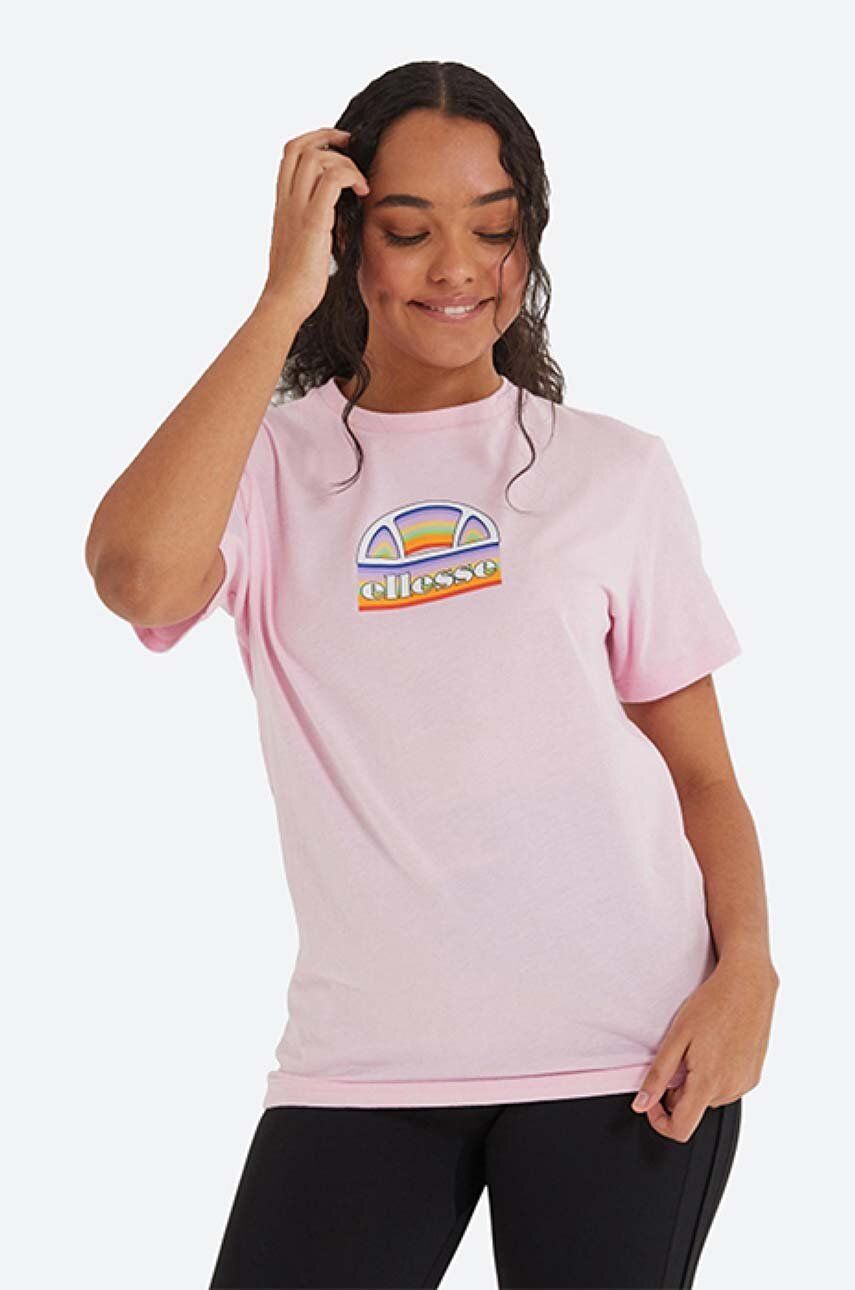 Bavlněné tričko Ellesse růžová barva, SGJ11887-WHITE