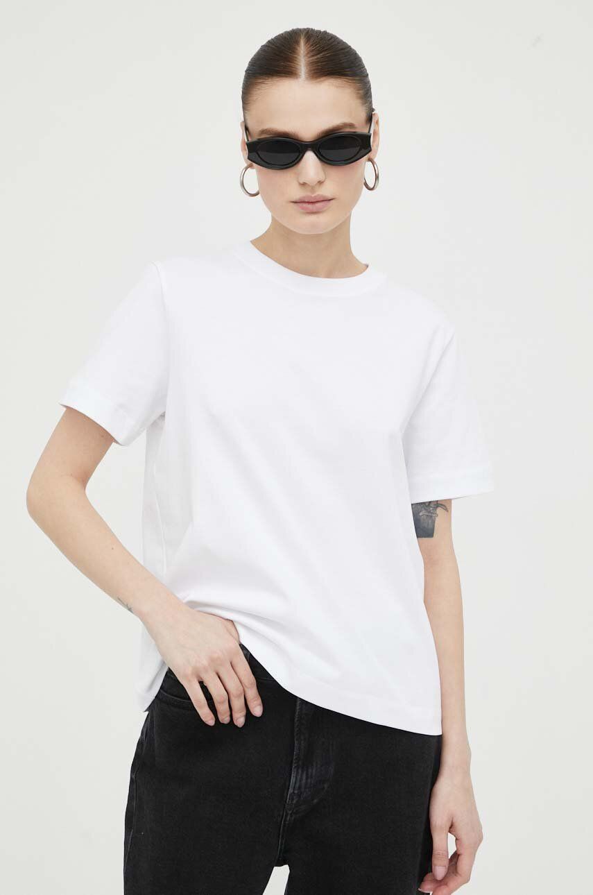 Levně Bavlněné tričko Samsoe Samsoe CAMINO bílá barva, F00012400