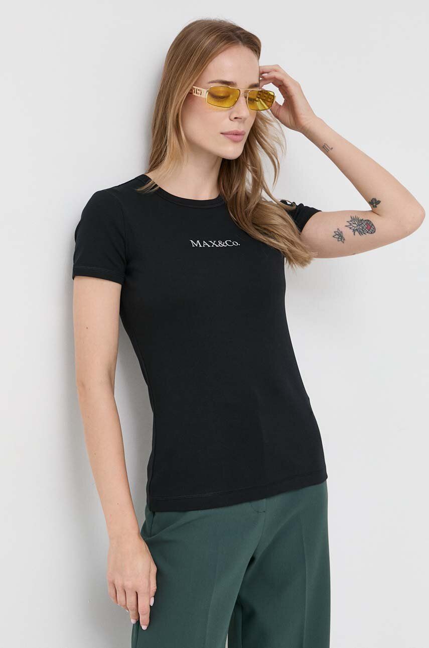 Max&co. Tricou Din Bumbac Culoarea Negru