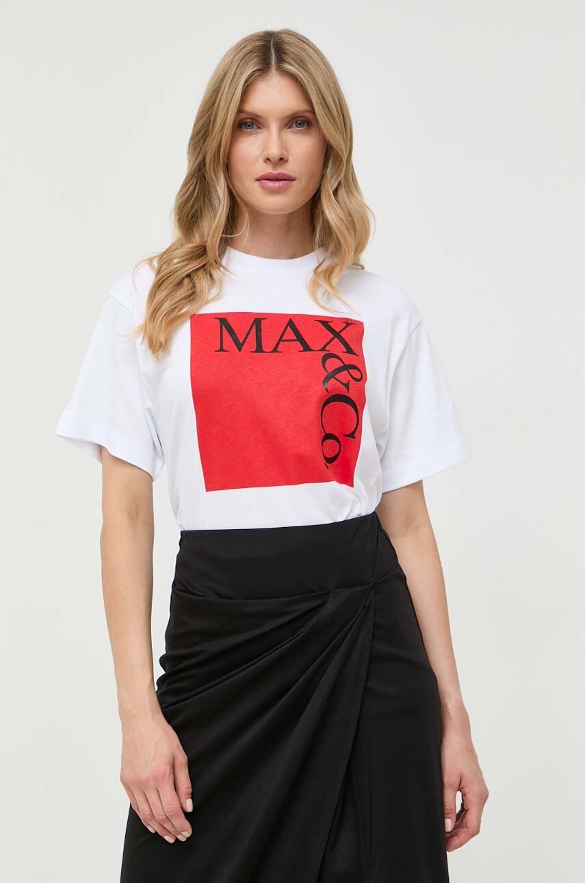 

Хлопковая футболка MAX&Co. цвет белый