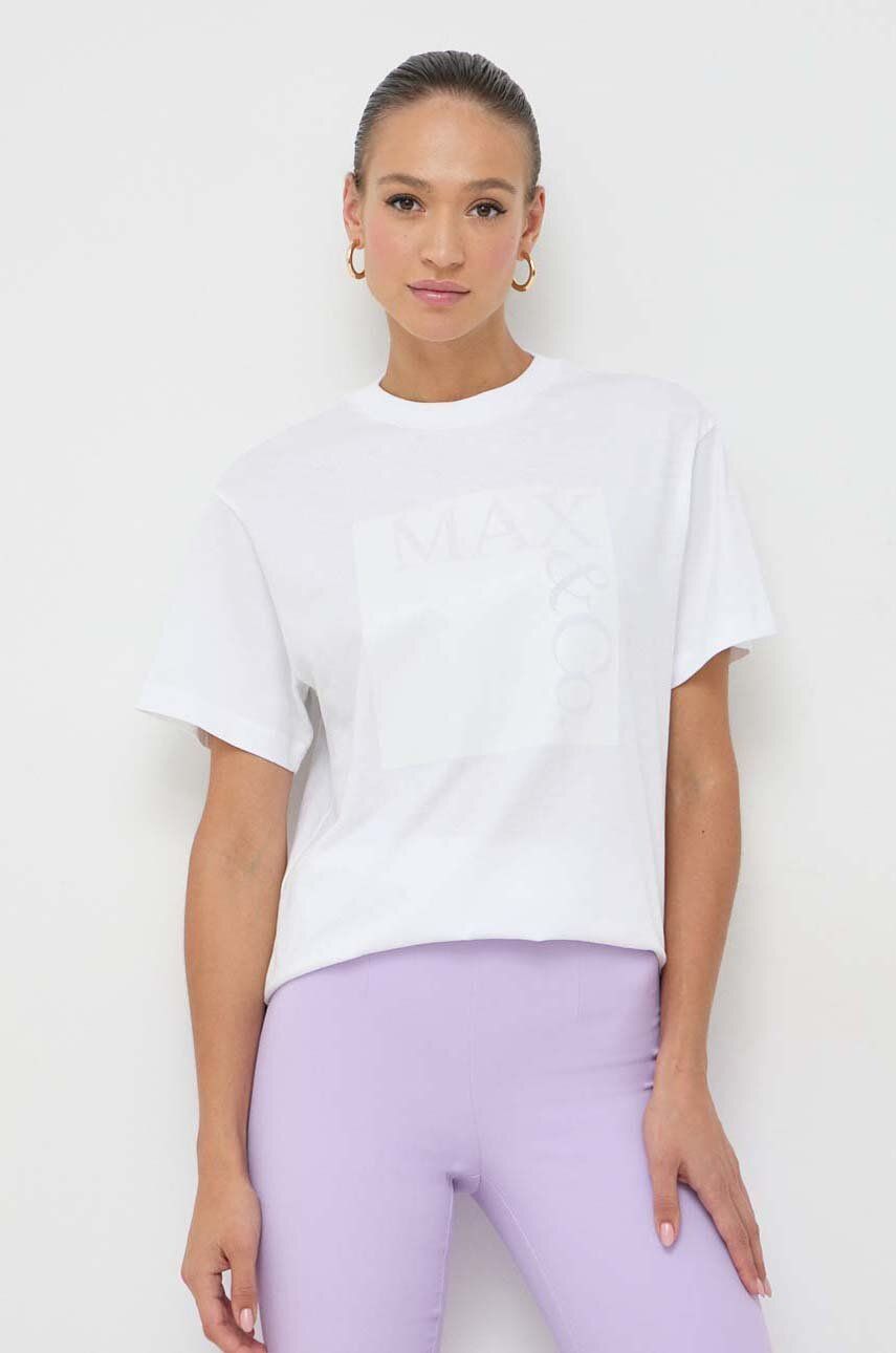MAX&Co. tricou din bumbac culoarea alb