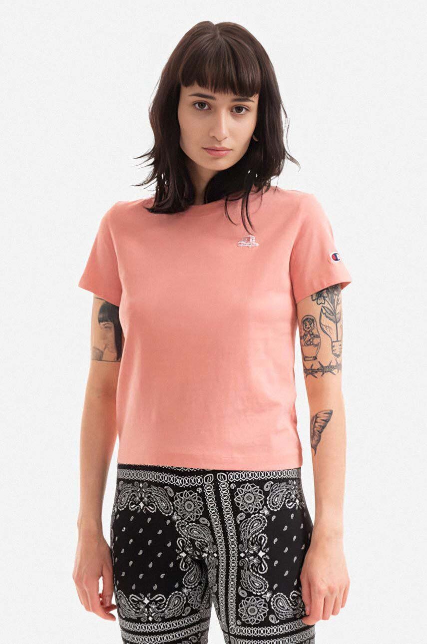 Levně Bavlněné tričko Champion růžová barva, 114929-WW001