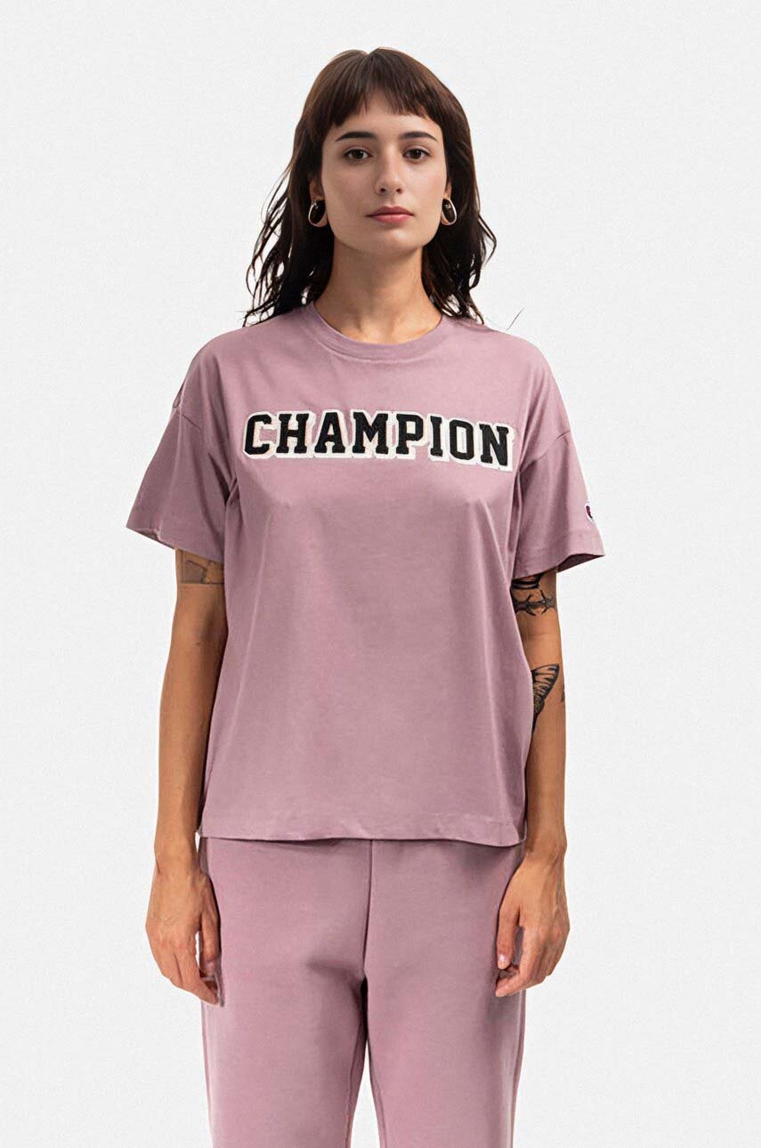 Champion tricou din bumbac culoarea violet 115450-PS162