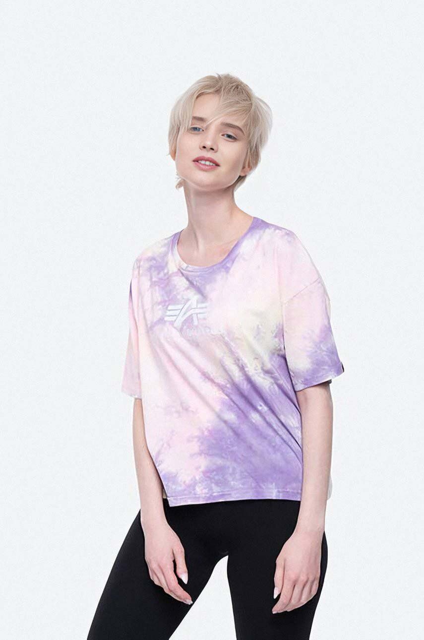 Levně Bavlněné tričko Alpha Industries Basic Tee Batik COS Wmn růžová barva, 116083.536-pink
