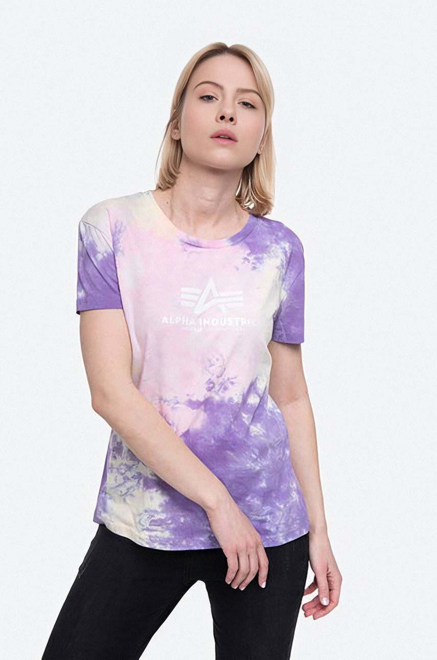 Bavlněné tričko Alpha Industries Basic Tee Batik Wmn růžová barva, 116084.536-pink - růžová -  