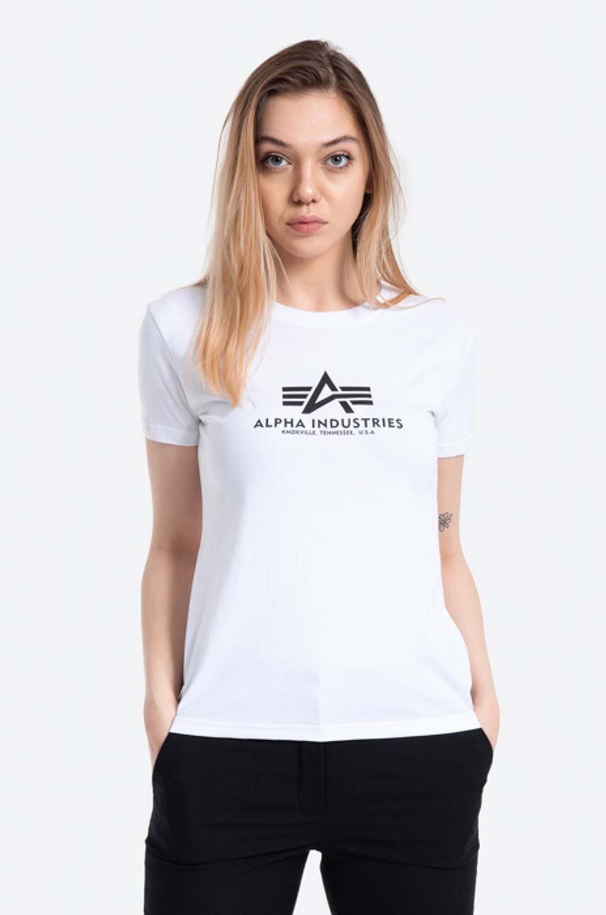 Bavlněné tričko Alpha Industries bílá barva, 196051.09-white - bílá -  100 % Bavlna