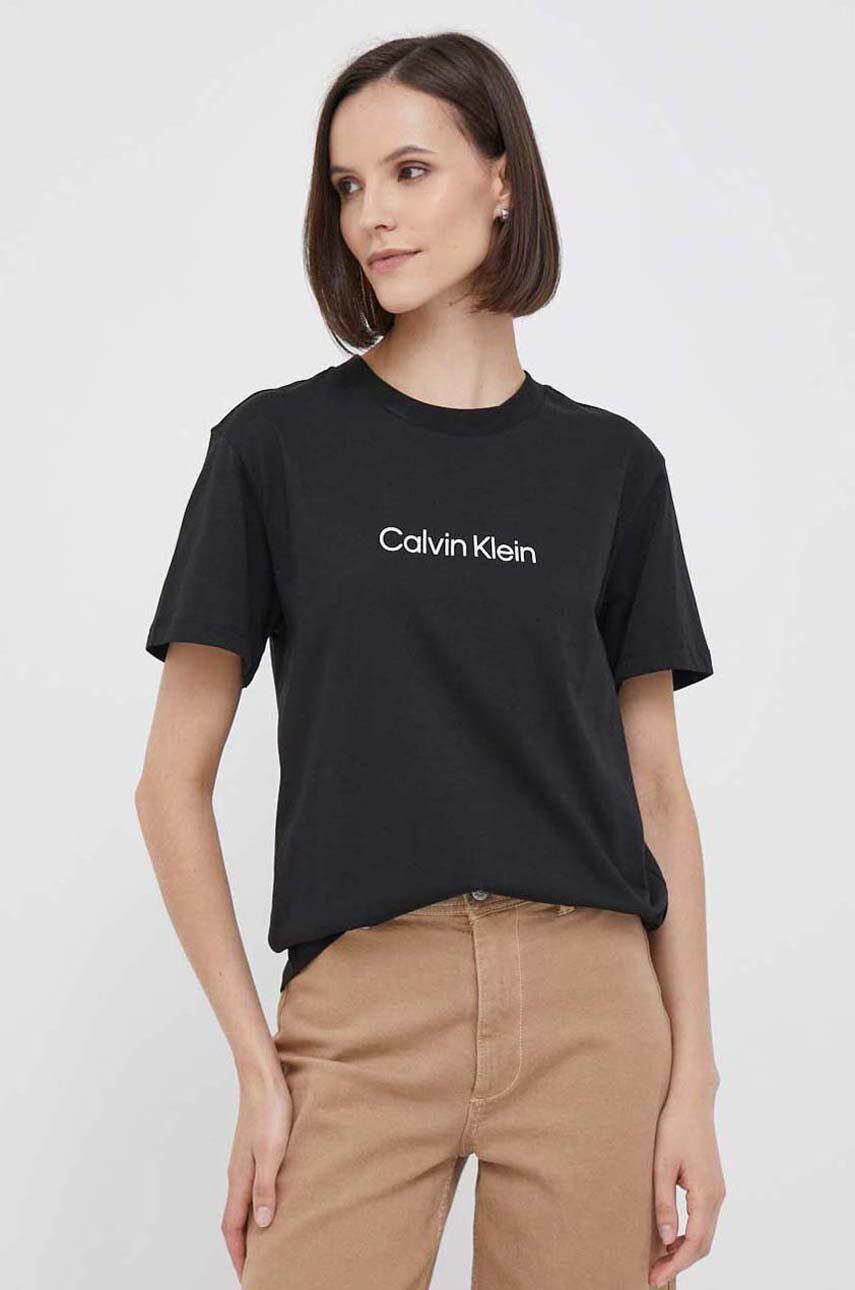 Levně Bavlněné tričko Calvin Klein černá barva, K20K205448