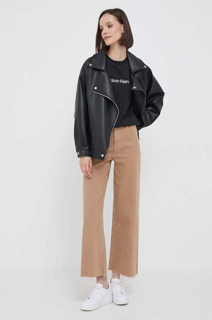 Βαμβακερό μπλουζάκι Calvin Klein χρώμα: μαύρο φωτογραφία