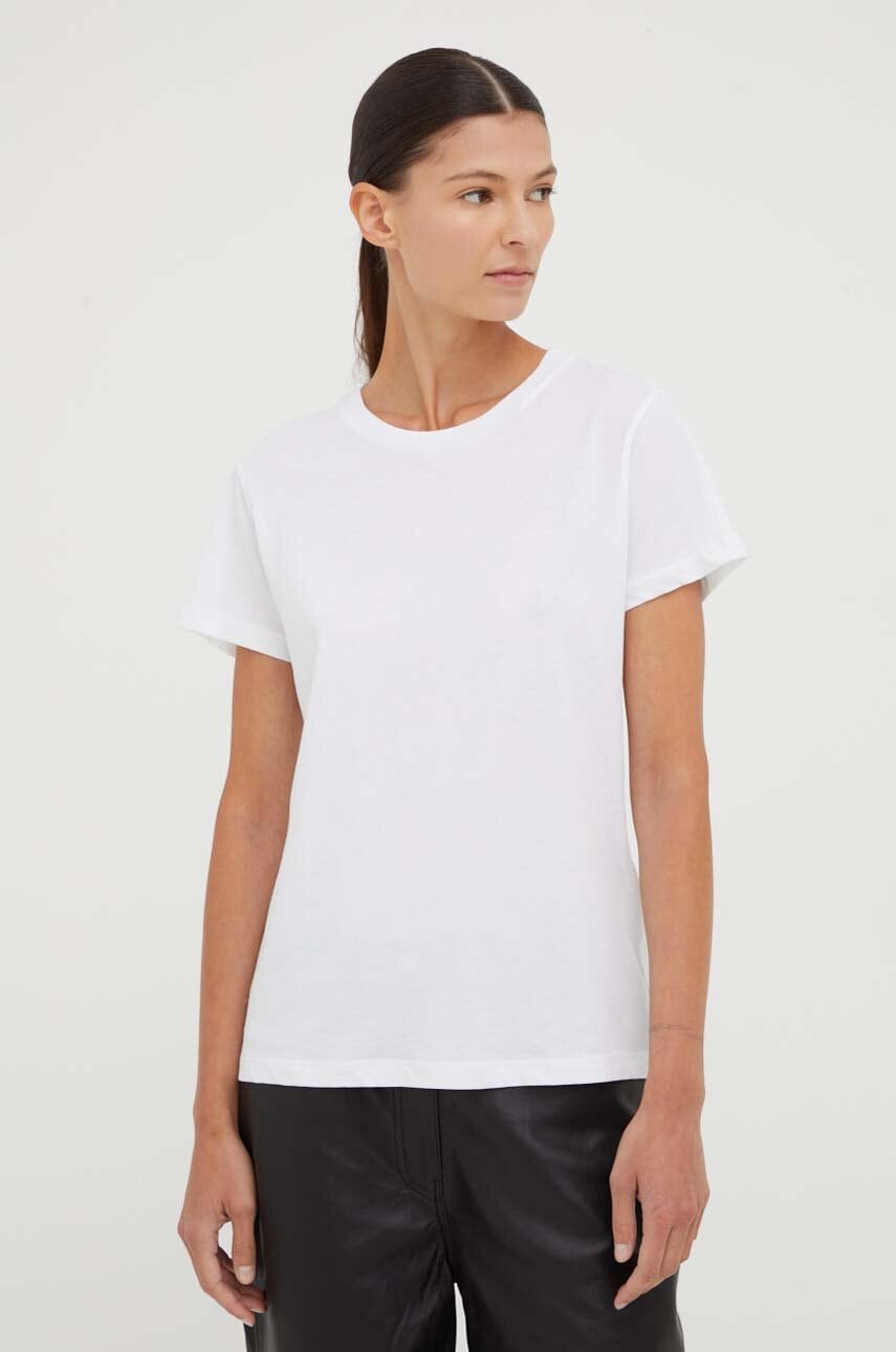 Samsoe Samsoe tricou din bumbac culoarea alb Samsoe Samsoe tricou din bumbac culoarea alb
