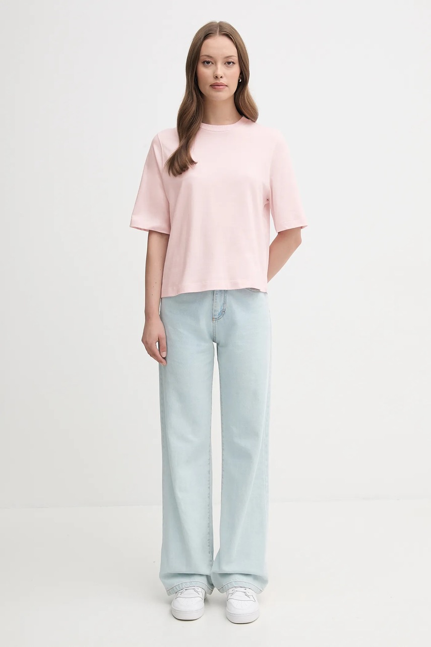 Хлопковая футболка United Colors of Benetton цвет фиолетовый 3BL0E17G5