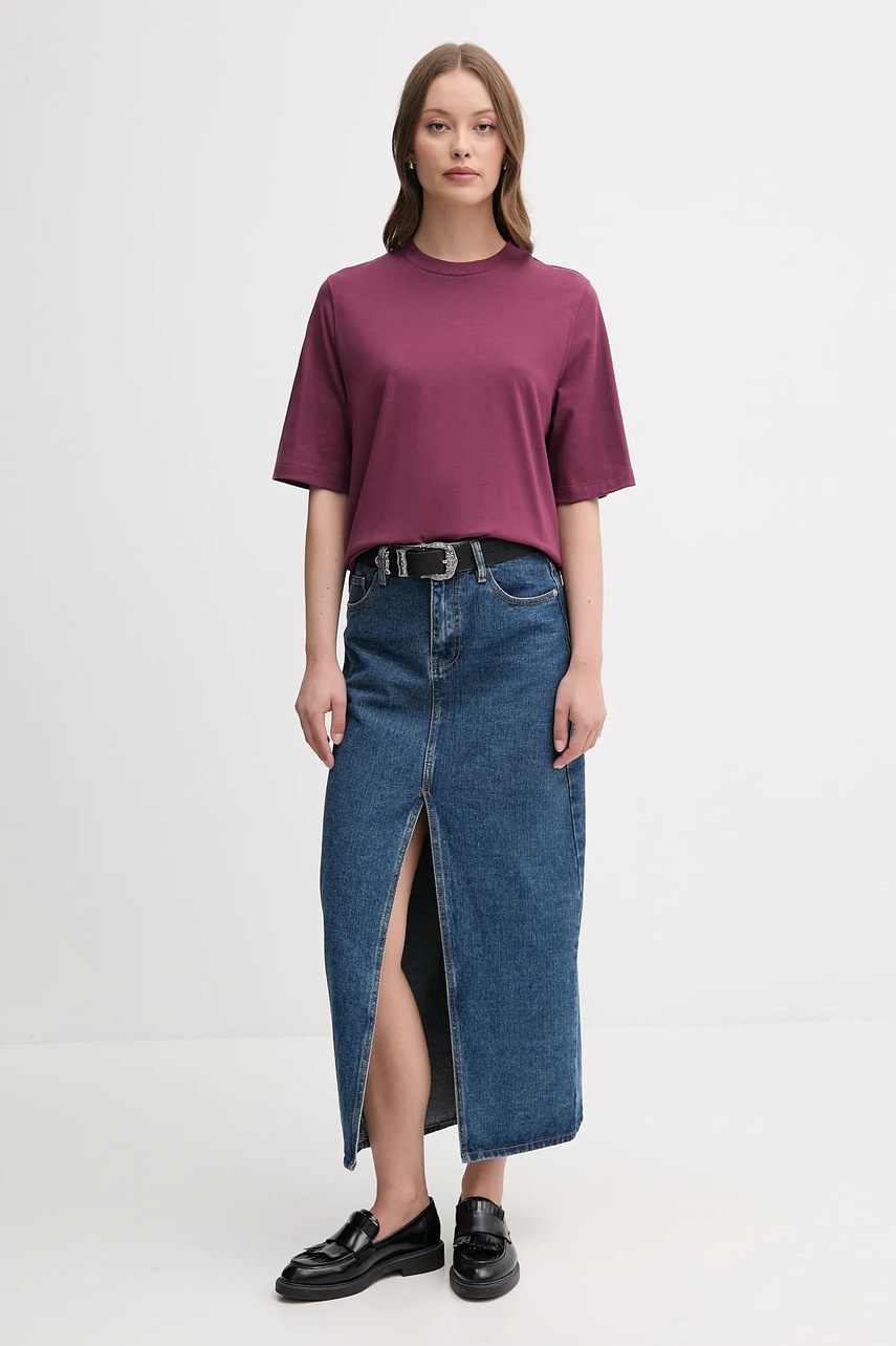 Хлопковая футболка United Colors of Benetton цвет фиолетовый 3BL0E17G5