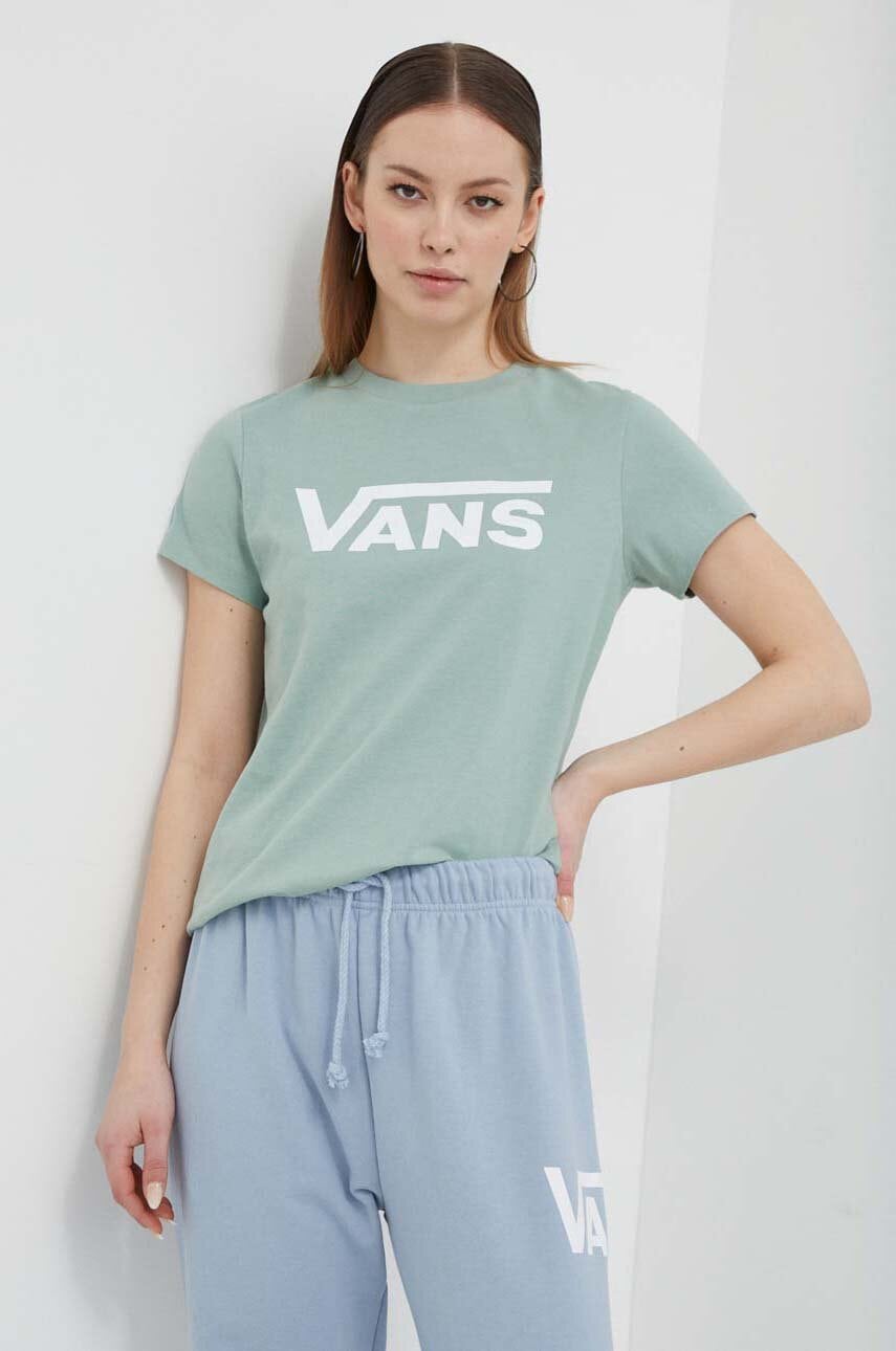 Vans tricou din bumbac femei, culoarea verde