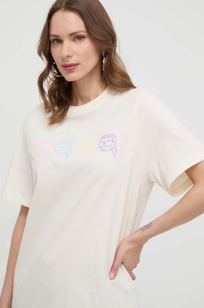 Karl Lagerfeld tricou din bumbac femei, culoarea bej