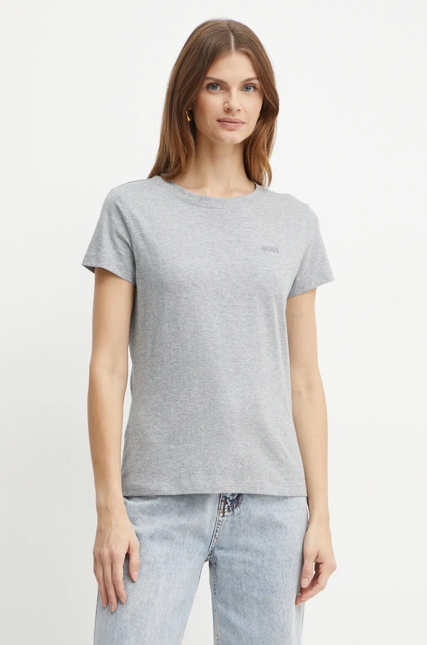 BOSS Orange tricou din bumbac femei, culoarea gri, 50506973
