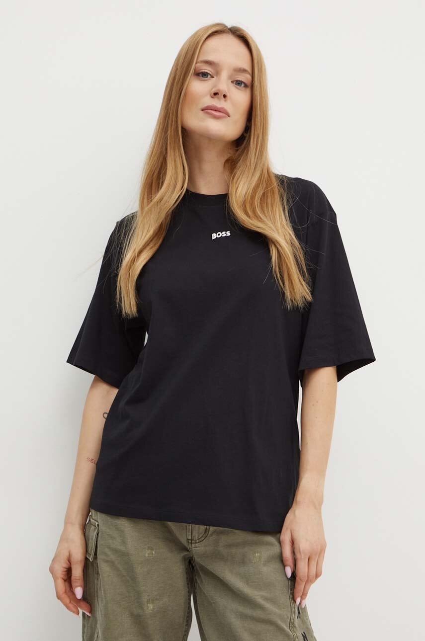 Boss Orange tricou din bumbac femei, culoarea negru, 50523256 Boss Orange tricou din bumbac femei, culoarea negru, 50523256