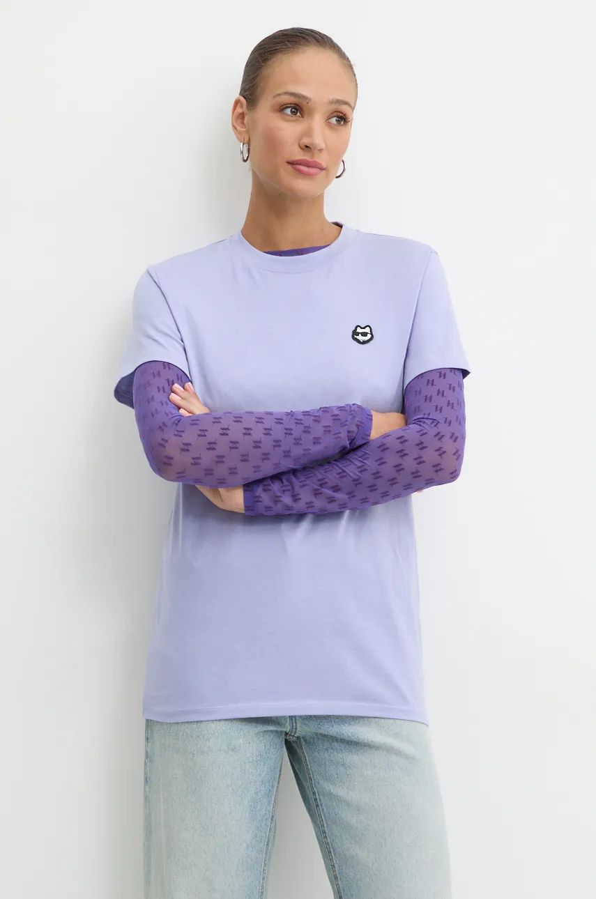 Karl Lagerfeld tricou din bumbac femei, culoarea violet, 245W1712