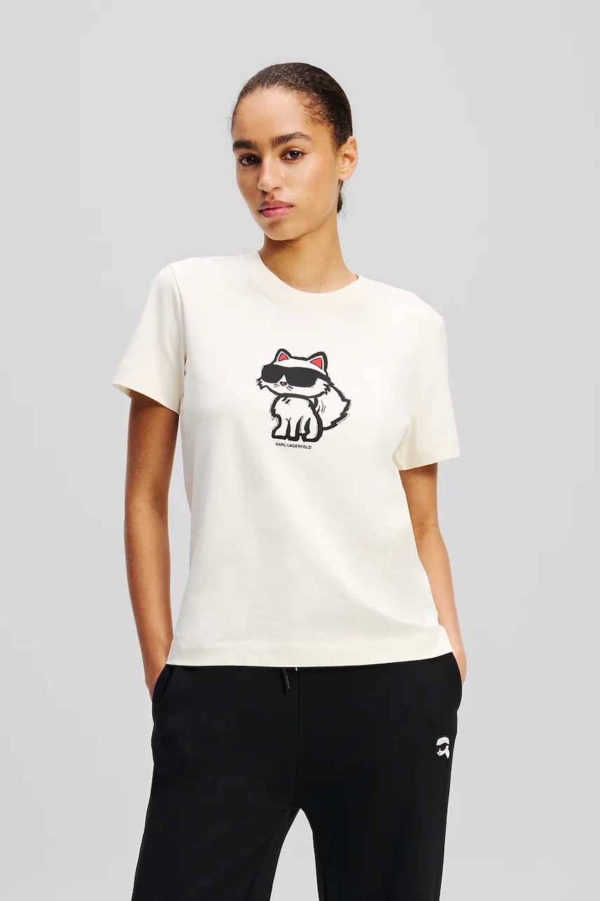 Karl Lagerfeld tricou din bumbac femei, culoarea alb, A1W17128 Karl Lagerfeld tricou din bumbac femei, culoarea alb, A1W17128
