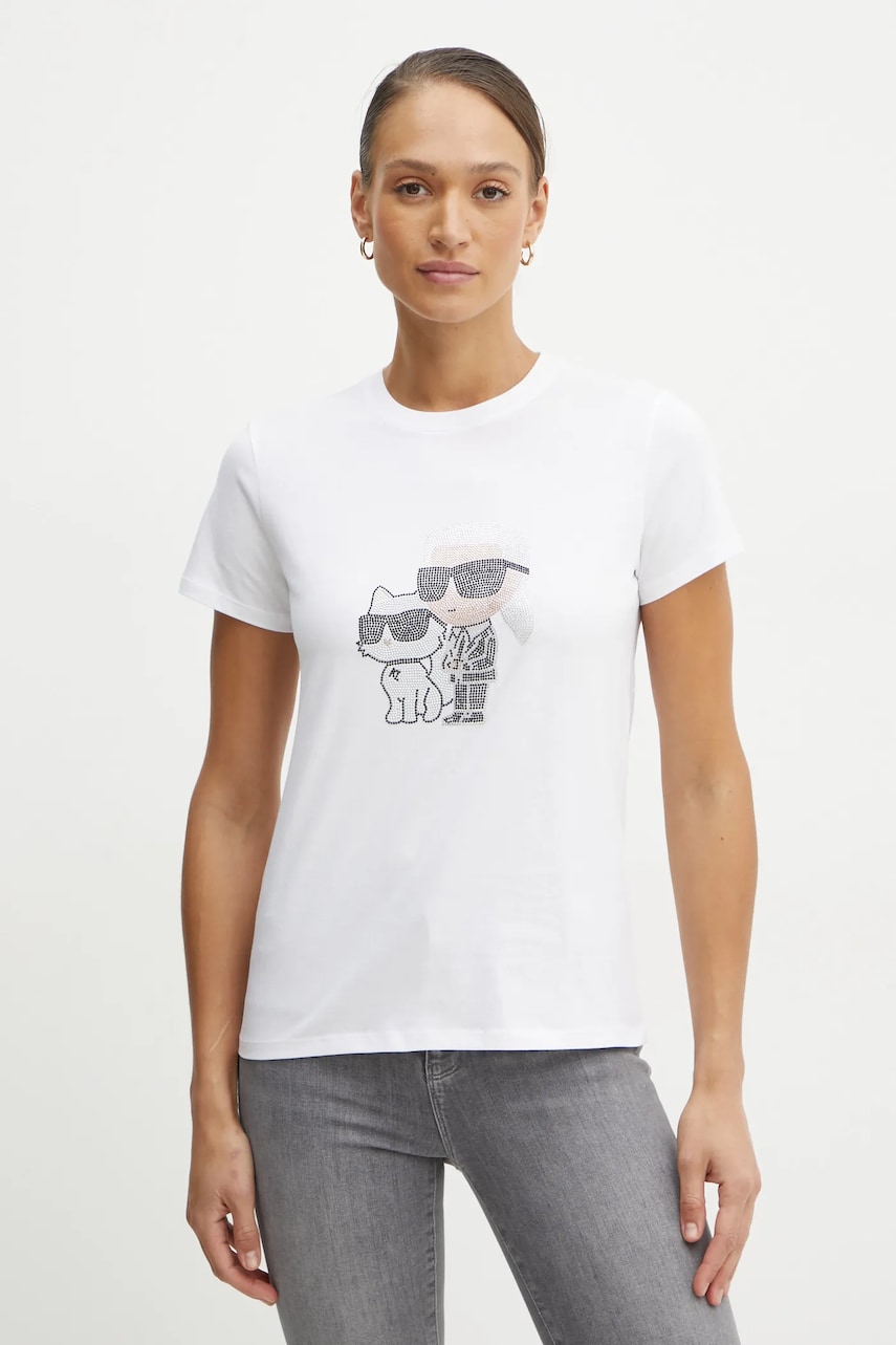 Karl Lagerfeld tricou din bumbac IKON RS femei, culoarea alb, A1W17131 Karl Lagerfeld tricou din bumbac IKON RS femei, culoarea alb, A1W17131